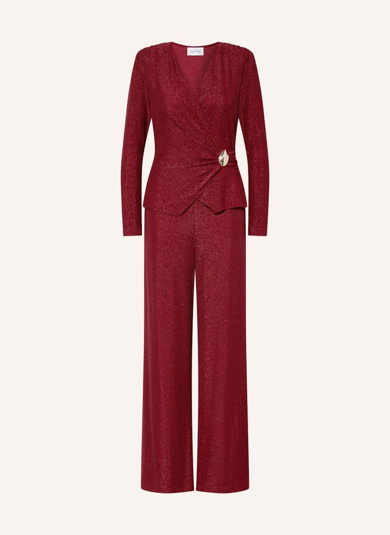 Joseph Ribkoff Jumpsuit In Wickeloptik Mit Glitzergarn Und Volants rot von Joseph Ribkoff