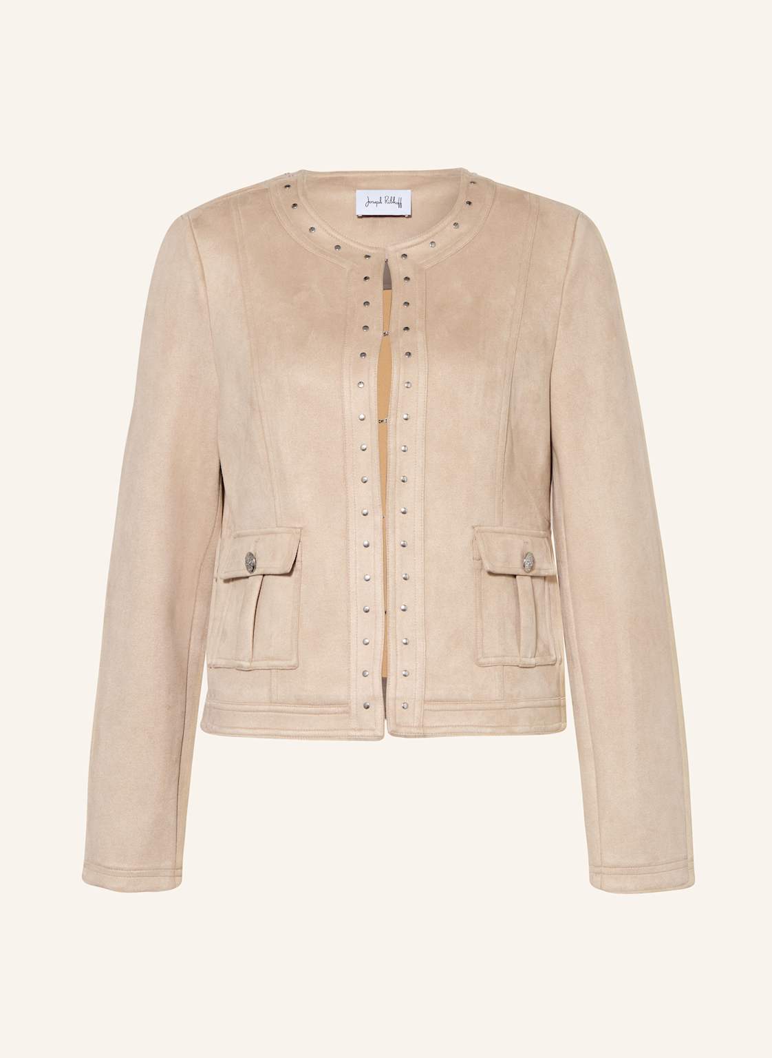 Joseph Ribkoff Kastenjacke In Lederoptik Mit Nieten beige von Joseph Ribkoff