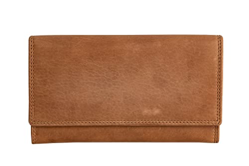 Josephine Osthoff Geldbörse Damen Leder Länglich Portemonnaie mit Reißverschluss KleinGeldbörse Kreditkartenetui RFID-Schutz Geldbeutel mit Münzfach (904), Farbe:Safari von Josephine Osthoff Handtaschen-Manufaktur