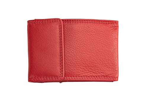 Josephine Osthoff - SCHLÜSSELETUI Schlüsseltasche Schlüsselmäppchen Mini Münztasche in Echt Leder mit Kreditkarten-RFID-Schutz Doppelnaht Außentasche Kartenfach Schlüsselfach mit Ringen, Farbe:Kirsche von Josephine Osthoff Handtaschen-Manufaktur
