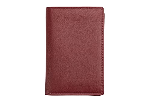 Josephine Osthoff Brieftasche Herren Leder Ausweisetui Reisepasshülle Hochformat Ausweishülle Damen Gross Ausweistasche RFID-Schutz Slim Wallet mit Geldscheinfach (942), Farbe:Bordeaux von Josephine Osthoff Handtaschen-Manufaktur