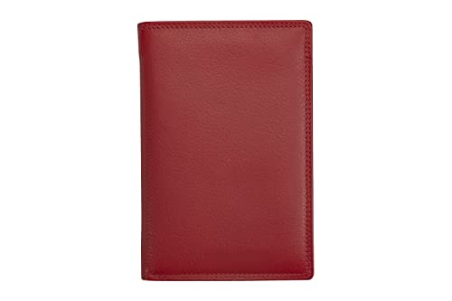 Josephine Osthoff Brieftasche Herren Leder Ausweisetui Reisepasshülle Hochformat Ausweishülle Damen Gross Ausweistasche RFID-Schutz Slim Wallet mit Geldscheinfach (942), Farbe:Kirsche von Josephine Osthoff Handtaschen-Manufaktur