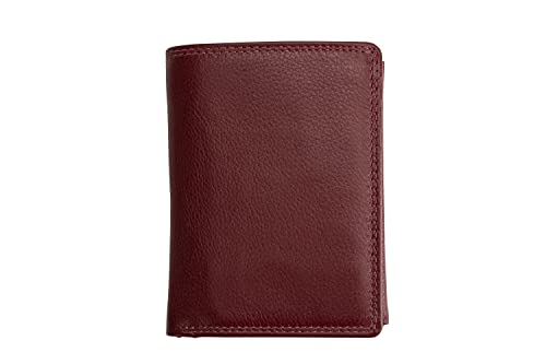 Josephine Osthoff Geldbörse Herren Leder großes Kartenetui Kreditkarte Scheckkarten Damen RFID-Schutz Ausweistasche Slim Wallet mit Reißverschluss (929), Farbe:Bordeaux von Josephine Osthoff Handtaschen-Manufaktur