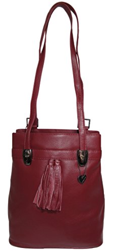 Josephine Osthoff Damen Echt Leder Rucksack Vario Multifunktion Handtasche (165), Farbe:Bordeaux von Josephine Osthoff Handtaschen-Manufaktur