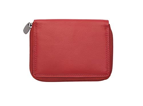 Josephine Osthoff Geldbörse Damen Leder Gross Portemonnaie mit Reißverschluss KleinGeldbörse Herren Kreditkartenetui RFID-Schutz Geldbeutel mit Münzfach (926), Farbe:Kirsche von Josephine Osthoff Handtaschen-Manufaktur