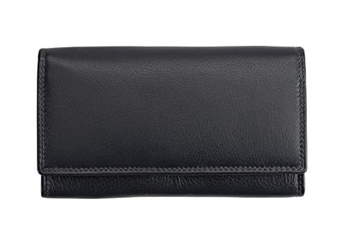 Josephine Osthoff Geldbörse Damen Leder Länglich Portemonnaie mit Bügelverschluss KleinGeldbörse Kreditkartenetui RFID-Schutz Geldbeutel mit Münzfach (920), Farbe:Marine von Josephine Osthoff Handtaschen-Manufaktur