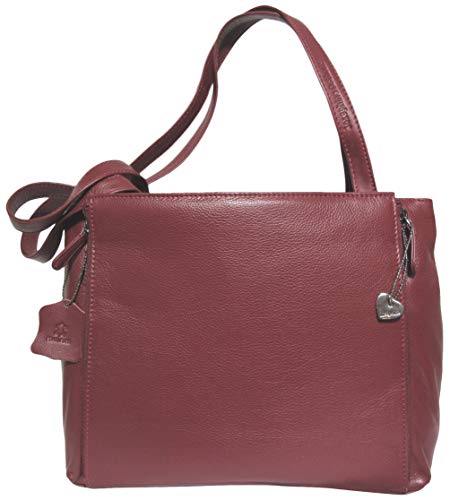 Josephine Osthoff Handtasche Damen Organizerfach Shopper Henkeltasche (116), Farbe:Bordeaux von Josephine Osthoff Handtaschen-Manufaktur