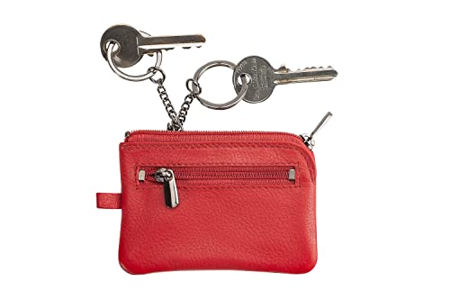 Josephine Osthoff Handtaschen-Manufaktur Leder Schlüsseletui Nano - Rot - mit 2 Ringen an Kettchen extra kleines Schlüsselmäppchen 97035, Farbe:Rot von Josephine Osthoff Handtaschen-Manufaktur