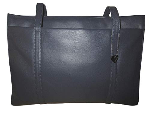 Josephine Osthoff Damen Handtasche Legat, Shopper aus 100% Echleder, handgemacht mit Laptopfach bis 13 Zoll, Henkeltasche mit Schultergurt, für Arbeit, Uni, Einkauf, mit Reißverschluss, Farbe:Marine von Josephine Osthoff Handtaschen-Manufaktur