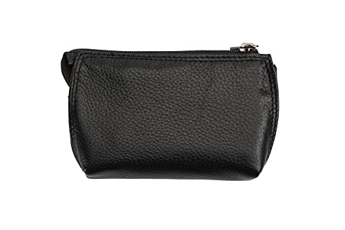 Josephine Osthoff - Schlüsseltui MAXX Schlüsseltasche Münztasche in Leder Echtleder mit Kreditkarten-RFID-Schutz Doppelnaht 1 Außentasche 1 Kartenfach 1 Schlüsselfach mit 2 Ringen, Farbe:Schwarz von Josephine Osthoff Handtaschen-Manufaktur