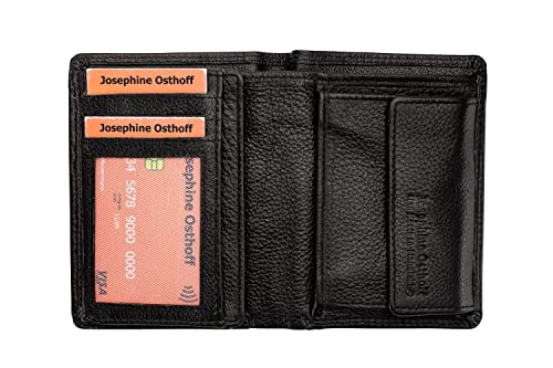 Josephine Osthoff Geldbörse Herren Leder Gross mit RFID Portemonnaie Kreditkartenetui KleinGeldbörse Damen Slim Münzbörse Geldbeutel mit Münzfach (924), Farbe:Schwarz von Josephine Osthoff Handtaschen-Manufaktur