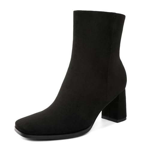 Joseywade Damen-Stiefeletten, klobiger Absatz, Stiefeletten, quadratischer Zehenbereich, 7,6 cm, seitlicher Reißverschluss, Herbstschuhe, Größe 38-47, Schwarzes Wildleder, 38 EU Joseywade Damen-Stiefeletten, klobiger Absatz, Stiefeletten, quadratischer Zehenbereich, 7,6 cm, seitlicher Reißverschluss, Herbstschuhe, Größe 38-47, Schwarzes Wildleder, 38 EU von Joseywade