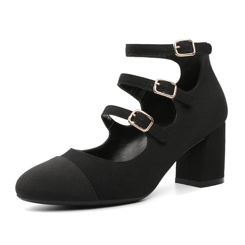 Joseywade Mary Jane Pumps für Damen, Blockabsatz, Kappe, Zehen, klobig, zweifarbig, 6,3 cm, Pumps mit Schnallenriemen, Z Schwarz, 38 EU Joseywade Mary Jane Pumps für Damen, Blockabsatz, Kappe, Zehen, klobig, zweifarbig, 6,3 cm, Pumps mit Schnallenriemen, Z Schwarz, 38 EU von Joseywade