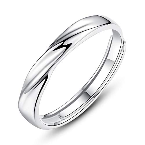 Josfeva Herren Trauringe Paar Ringe, 925 Sterling Silber Offen Verstellbar Partnerringe Verlobungsring Hochzeitsring Band Ring mit Weiß Zirkonia, Geschenk für Ehefrau Mann Freundin Freund von Josfeva