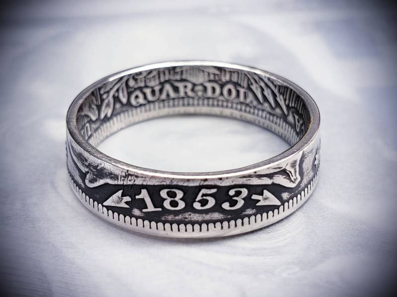 1853 Sitzen Liberty Quarter Dollar Münze Ring von JoshsCoinRings