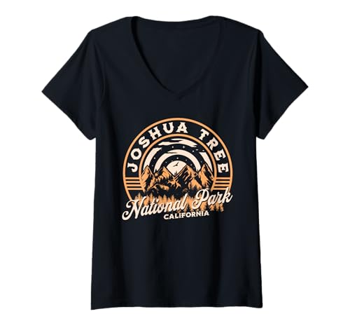 Damen Joshua-Tree-Nationalpark T-Shirt mit V-Ausschnitt Damen Joshua-Tree-Nationalpark T-Shirt mit V-Ausschnitt von Joshua Tree National Park California USA Outdoor