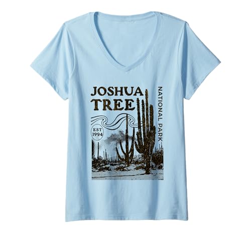 Damen Joshua-Tree-Nationalpark T-Shirt mit V-Ausschnitt Damen Joshua-Tree-Nationalpark T-Shirt mit V-Ausschnitt von Joshua Tree National Park California USA Outdoor