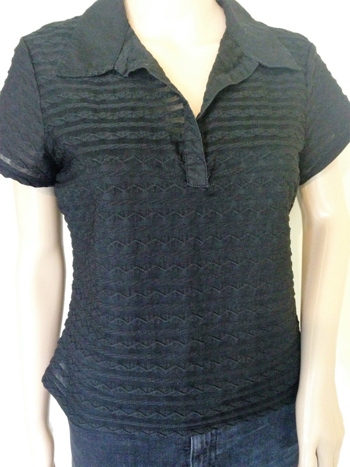 90S Schwarzes Transparentes Top von JoshuaVintage