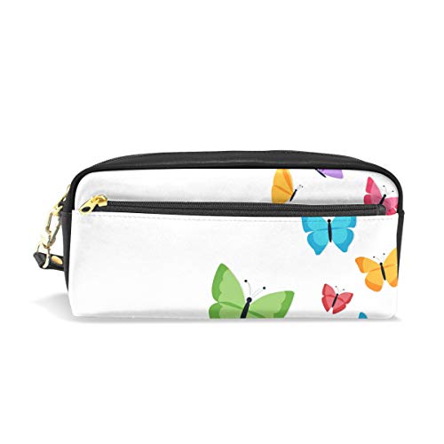 Reise-Kosmetiktasche aus PU-Leder, Regenbogen-Schmetterling, Make-up-Tasche, Kosmetik- und Toilettenartikel-Organizer-Tasche für Damen von Josid