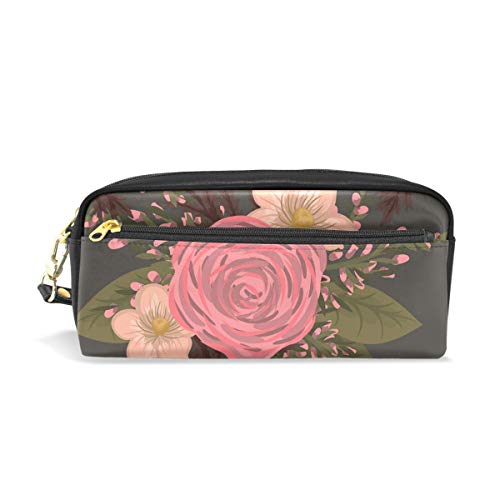 Reise-Kosmetiktasche aus PU-Leder, Vintage-Stil, florales Design, Kosmetik- und Toilettenartikel-Organizer-Tasche für Damen von Josid