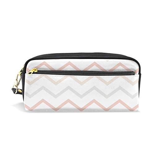 Reise-Kosmetiktasche aus PU-Leder, Zickzack-Design, gewellte Streifen, Make-up-Tasche, Clutch, Kosmetik- und Toilettenartikel-Organizer-Tasche für Damen von Josid