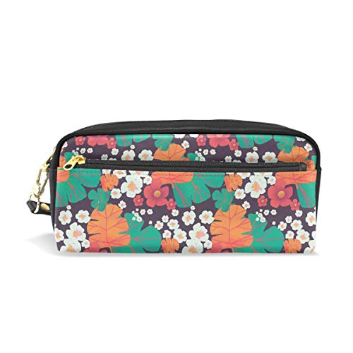 Reise-Kosmetiktasche aus PU-Leder, japanische Blumen und Blätter, Make-up-Tasche, Kosmetik- und Toilettenartikel-Organizer-Tasche für Damen von Josid