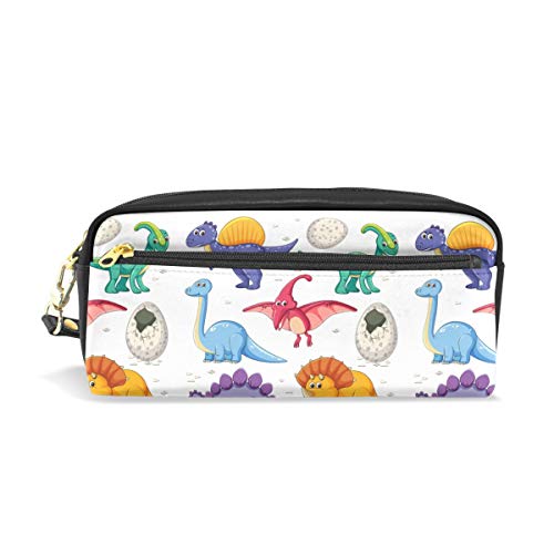 Reise-Kosmetiktasche aus PU-Leder mit Cartoon-Dinosaurier-Druck, Kosmetik- und Toilettenartikel-Organizer-Tasche für Damen von Josid