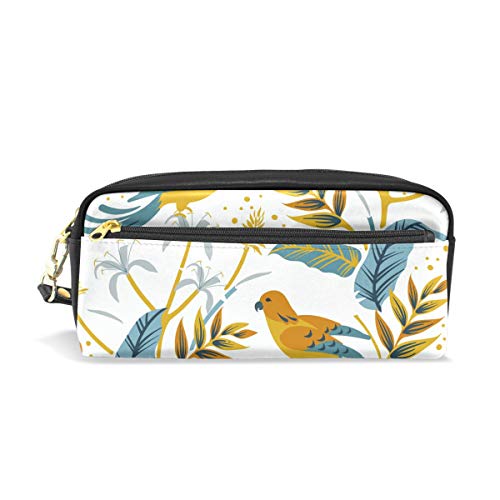 Reise-Kosmetiktasche aus PU-Leder mit Vintage-Vogel- und Blätter-Muster, Make-up-Tasche, Kosmetik- und Toilettenartikel-Organizer-Tasche für Damen von Josid