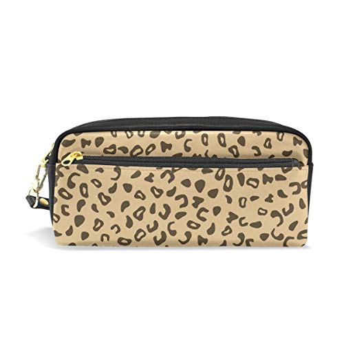 Reise-Kosmetiktasche aus PU-Leder mit braunem Leopardenmuster, für Make-up, Clutch, Kosmetik- und Toilettenartikel-Organizer-Tasche für Damen von Josid