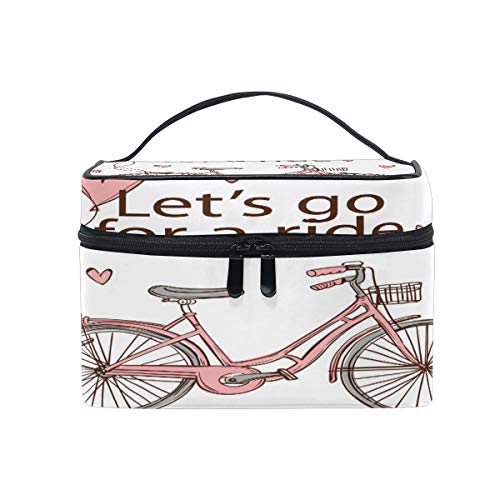Reise-Make-up-Tasche, tragbar, Fahrrad mit Herzen, praktischer Kulturbeutel, Organizer für Damen, Mädchen von Josid