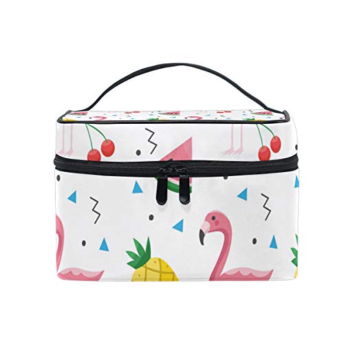 Reise-Make-up-Tasche, tragbar, Flamingo-Muster, mit Ananas-Kosmetiktasche, praktischer Kulturbeutel, Organizer für Damen, Mädchen von Josid