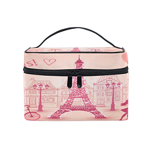 Reise-Make-up-Tasche, tragbar, Motiv: Paris Eiffelturm, Kosmetiktasche, praktischer Kulturbeutel, Organizer für Damen und Mädchen von Josid