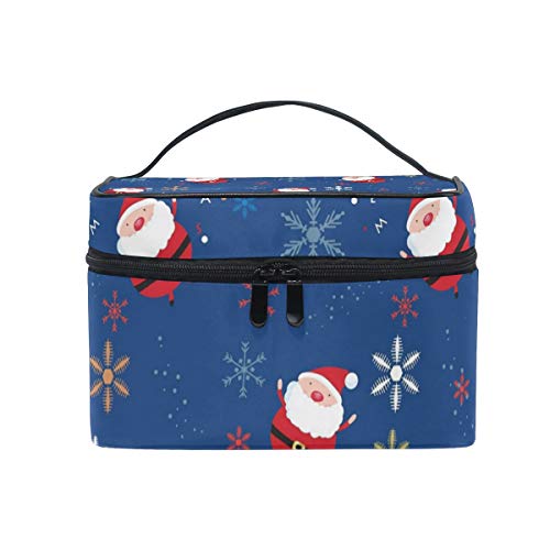 Reise-Make-up-Tasche, tragbar, Weihnachten, Schneemann, Schneeflocken-Muster, Kosmetiktasche, praktischer Kulturbeutel, Organizer für Damen und Mädchen von Josid