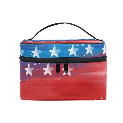 Reise-Make-up-Tasche, tragbar, amerikanische Flagge, Kosmetiktasche, praktischer Kulturbeutel, Organizer für Damen, Mädchen von Josid