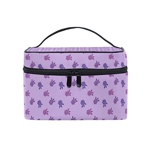 Reise-Make-up-Tasche, tragbar, violettes Blumenmuster, Kosmetiktasche, praktischer Kulturbeutel, Organizer für Damen und Mädchen von Josid