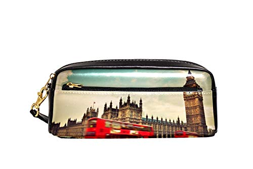 Big Ben London Federmäppchen mit großem Fassungsvermögen, Organizer für Schreibwaren, Leder, Reise-Kosmetiktasche mit Fächern, Geschenk für Mädchen, Jungen, Frauen von Josidd