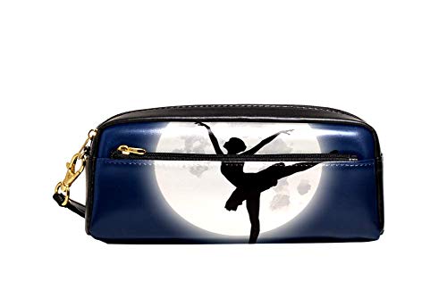 Federmäppchen, großes Fassungsvermögen, Ballerina-Silhouette, Mond, Stifteetui, Organizer, Schreibwaren, Leder, Reise-Kosmetiktasche mit Fächern, Geschenk für Mädchen, Jungen, Frauen von Josidd