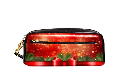 Federmäppchen, großes Fassungsvermögen, Weihnachtsband, Hintergrund, Stifteetui, Tasche, Organizer, Schreibwaren, Leder, Reise-Kosmetiktasche mit Fächern, Geschenk für Mädchen, Jungen, Frauen von Josidd