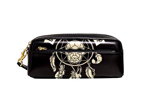 Federmäppchen mit großem Fassungsvermögen, Biker-Totenkopf-Design, Todesfänger, Stifteetui, Organizer, Schreibwaren, Leder, Reise-Kosmetiktasche mit Fächern, Geschenk für Mädchen, Jungen, Frauen von Josidd