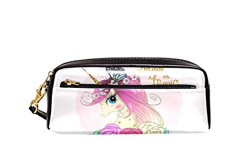 Federmäppchen mit großem Fassungsvermögen, niedliches Blumenmuster, Einhorn-Prinzessin, Stifteetui, Organizer, Schreibwaren, Leder, Reise-Kosmetiktasche mit Fächern, Geschenk für Mädchen, Jungen, von Josidd