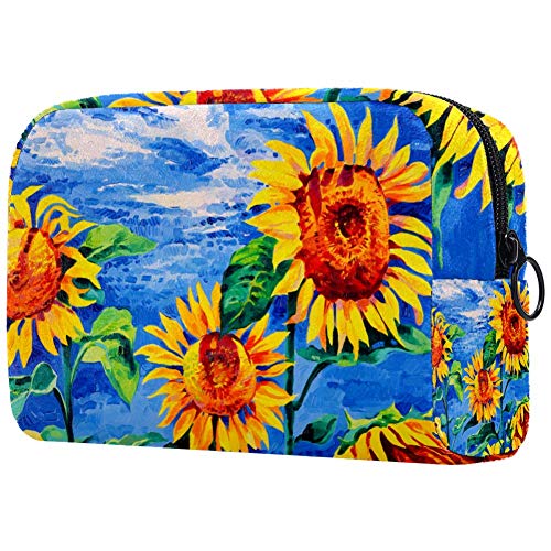 Kosmetiktasche mit Sonnenblumen-Motiv, leicht, tragbar, für Damen, Reiseaufbewahrung, Kulturbeutel, Organizer, Outdoor, für Mädchen und Damen von Josidd