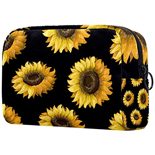 Kosmetiktasche mit gelben Sonnenblumen, leicht, tragbar, Kosmetiktasche für Damen, Reiseaufbewahrung, Kulturbeutel, Organizer, Outdoor, für Mädchen und Damen von Josidd