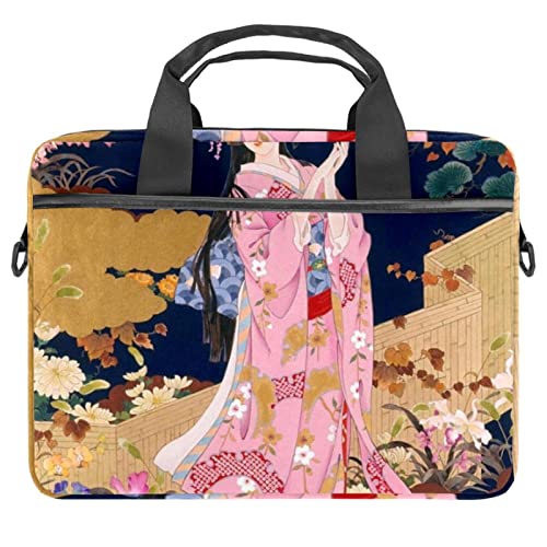 Laptop-Hülle, 33-36,8 cm (13 - 14,5 Zoll), japanisches Geisha-Mädchen, Schutzhülle, tragbare Computer-Notebook-Tragetasche, Aktentasche, Nachrichten-Tasche, Mehrfarbig 10, 11x14.5x1.2in /28x36.8x3 cm, von Josidd