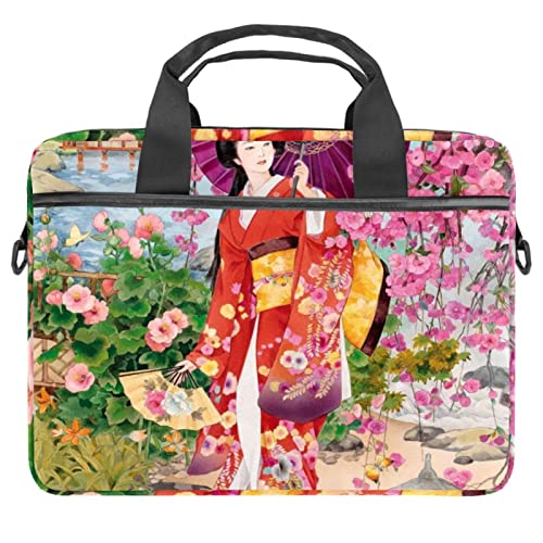 Laptop-Hülle, 33-36,8 cm (13 - 14,5 Zoll), japanisches Geisha-Mädchen, Schutzhülle, tragbare Computer-Notebook-Tragetasche, Aktentasche, Nachrichten-Tasche, Mehrfarbig 8, 11x14.5x1.2in /28x36.8x3 cm, von Josidd