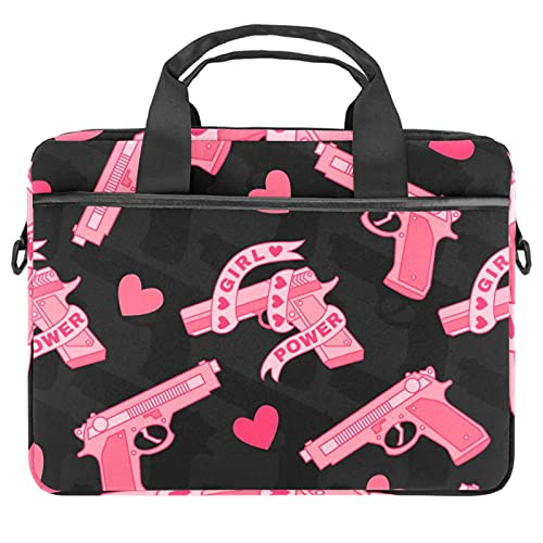 Laptop-Hülle für 33-36,8 cm (13 - 14,5 Zoll), Pink Girl Power Gun Love Heart Schutzhülle Tasche Tragbare Computer-Notebook-Tragetasche Aktentasche Nachrichten-Tasche, Mehrfarbig 5, 11x14.5x1.2in von Josidd