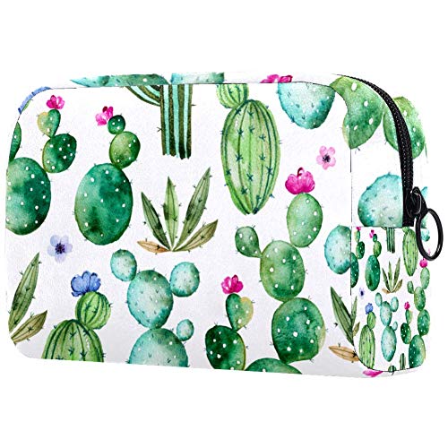 Make-up-Tasche mit Aquarell-Kaktus, leicht, tragbar, für Damen, Reiseaufbewahrung, Kulturbeutel, Organizer, Outdoor, für Mädchen und Damen von Josidd