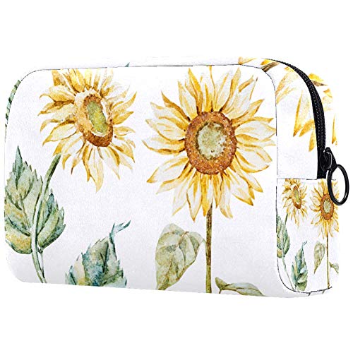 Make-up-Tasche mit Aquarell-Sonnenblumen, leicht, tragbar, Kosmetiktasche für Damen, Reiseaufbewahrung, Kulturbeutel, Organizer, Outdoor, für Mädchen und Damen von Josidd