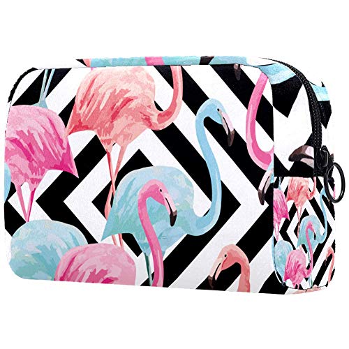 Make-up-Tasche mit Flamingo-Muster, leicht, tragbar, für Damen, Reiseaufbewahrung, Kulturbeutel, Organizer, Outdoor, für Mädchen und Damen, Rosa / Blau von Josidd