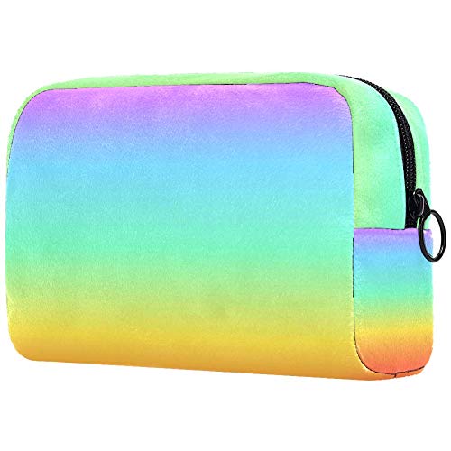 Make-up-Tasche mit Regenbogen-Hintergrund, leicht, tragbar, Kosmetiktasche für Damen, Reiseaufbewahrung, Kulturbeutel, Organizer, Outdoor, für Mädchen und Damen von Josidd