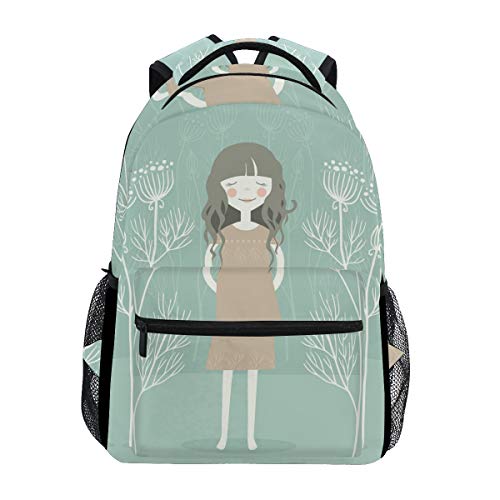 Modischer Laptop-Rucksack für Männer und Frauen, Cartoon-Mädchen, Reise-Schulter-Rucksack, Wandertasche, Rucksack, Büchertasche für Studenten, Mehrfarbig 1, Einheitsgröße, Casual von Josidd